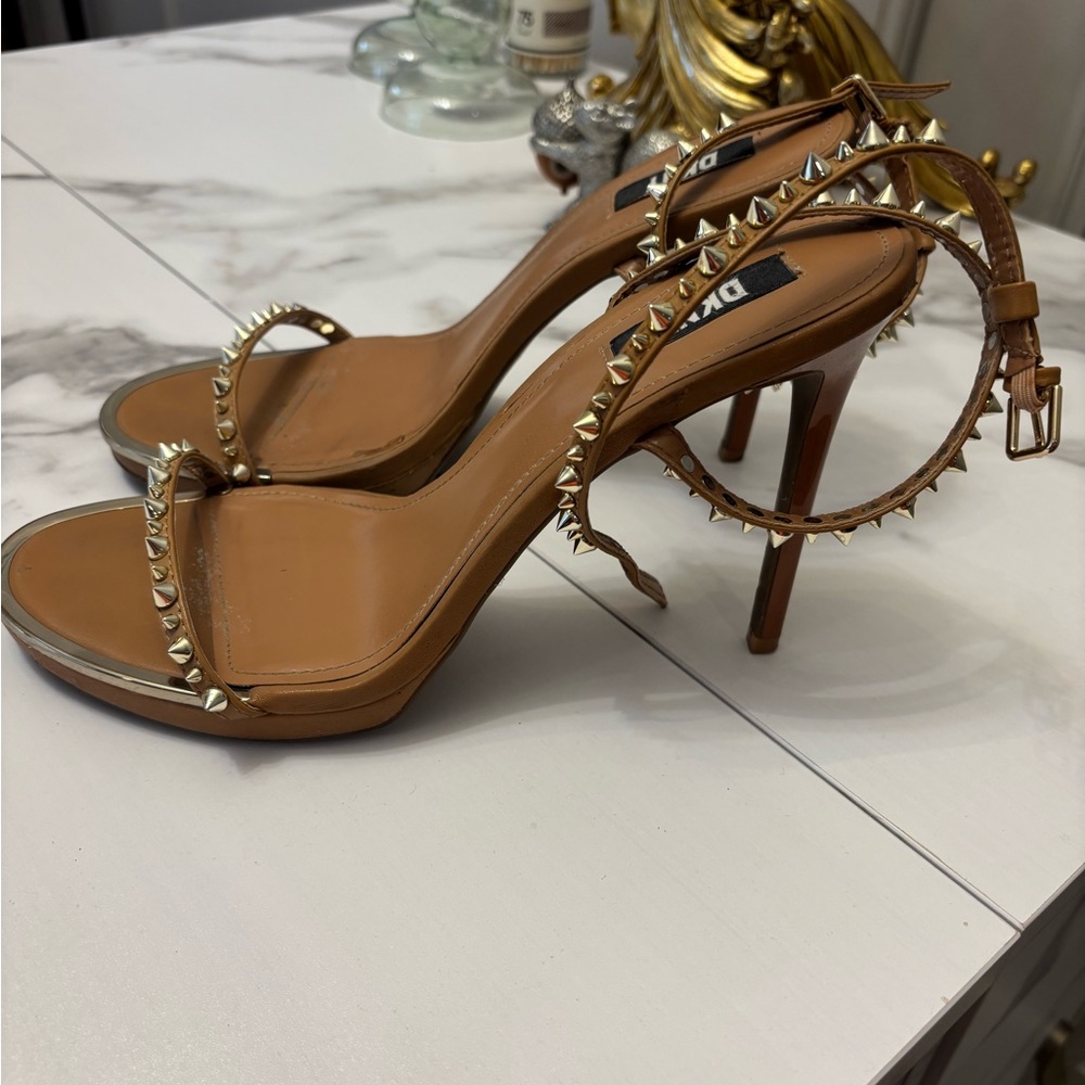 DKNY Tan Studded Heels